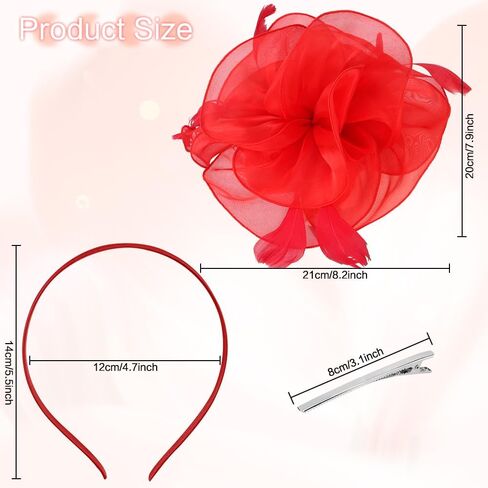 Fascinators Hat Flower Mesh Multi Color Feathers Ribbons on Headband and Clip Tea Party Headwear for Girls and Women in Kuwait