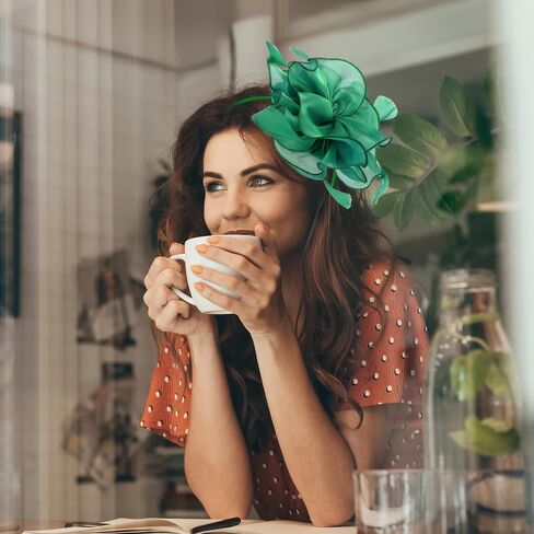 Fascinators Hat Flower Mesh Multi Color Feathers Ribbons on Headband and Clip Tea Party Headwear for Girls and Women in Kuwait