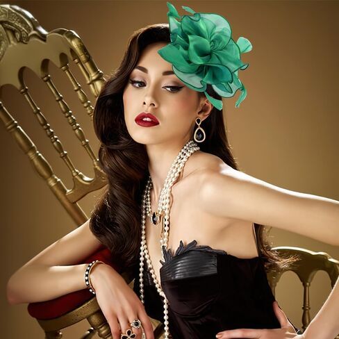 Fascinators Hat Flower Mesh Multi Color Feathers Ribbons on Headband and Clip Tea Party Headwear for Girls and Women in Kuwait