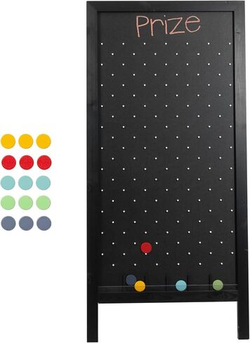 Ilyapa Extra Large Prize Drop Board Game - 28x57 Inch Portable Penny Drop Game for Events, Trade Show & Carnival - Includes 20 Coin Discs, Double Sided Wooden A-Frame Chalkboard Sign, Eraser in Saudi Arabia