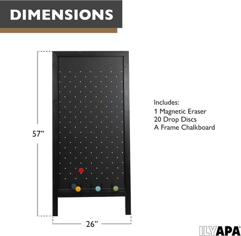 Ilyapa Extra Large Prize Drop Board Game - 28x57 Inch Portable Penny Drop Game for Events, Trade Show & Carnival - Includes 20 Coin Discs, Double Sided Wooden A-Frame Chalkboard Sign, Eraser in Saudi Arabia