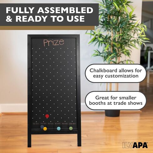Ilyapa Extra Large Prize Drop Board Game - 28x57 Inch Portable Penny Drop Game for Events, Trade Show & Carnival - Includes 20 Coin Discs, Double Sided Wooden A-Frame Chalkboard Sign, Eraser in Saudi Arabia