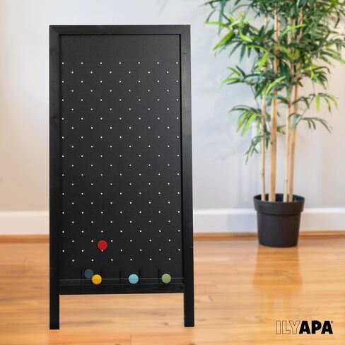 Ilyapa Extra Large Prize Drop Board Game - 28x57 Inch Portable Penny Drop Game for Events, Trade Show & Carnival - Includes 20 Coin Discs, Double Sided Wooden A-Frame Chalkboard Sign, Eraser in Saudi Arabia