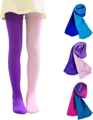 Pack of 3 Toddler Girls Dancing Tights Double Color in One Footed Velvet Leggings Stockings Pantyhose For 2-8 Years in Saudi Arabia