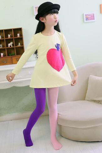 Pack of 3 Toddler Girls Dancing Tights Double Color in One Footed Velvet Leggings Stockings Pantyhose For 2-8 Years in Saudi Arabia