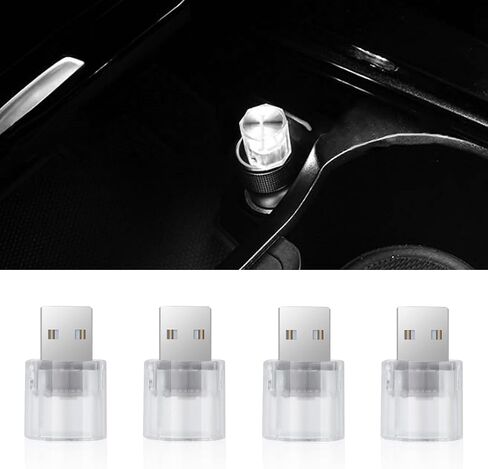 4PCS USB LED Car Interior Atmosphere Lamp, Mini LED Decoration Night Light, Plug-in USB Interface Ambient Lighting Kit, Universal Portable Vehicle Atmosphere Light for Trunk Bedroom (Color Gradient) in Kuwait