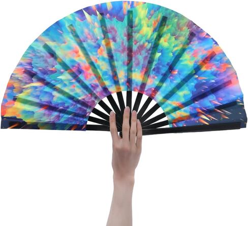 Heytoo Women/Men Large UV Glow Rave Handheld Fan لـ Drag Queen Cosplay Edm Club Party Music Festival Dance Dance Dance Lepoard in Saudi Arabia