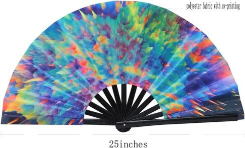 Heytoo Women/Men Large UV Glow Rave Handheld Fan لـ Drag Queen Cosplay Edm Club Party Music Festival Dance Dance Dance Lepoard in Saudi Arabia
