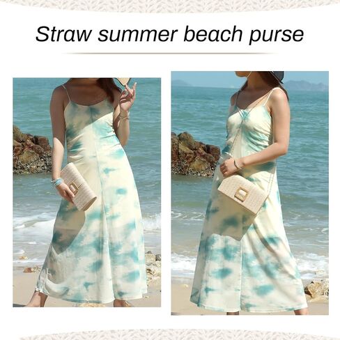 Straw Clutch Purse for Women Rattan Summer Evening Handbag Woven Beach Envelope Purse Raffia Handbag in Saudi Arabia
