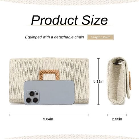 Straw Clutch Purse for Women Rattan Summer Evening Handbag Woven Beach Envelope Purse Raffia Handbag in Saudi Arabia