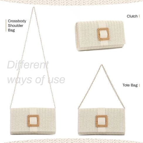 Straw Clutch Purse for Women Rattan Summer Evening Handbag Woven Beach Envelope Purse Raffia Handbag in Saudi Arabia