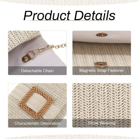 Straw Clutch Purse for Women Rattan Summer Evening Handbag Woven Beach Envelope Purse Raffia Handbag in Saudi Arabia