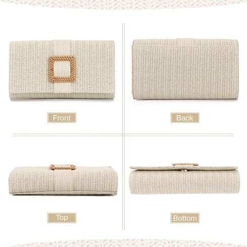 Straw Clutch Purse for Women Rattan Summer Evening Handbag Woven Beach Envelope Purse Raffia Handbag in Saudi Arabia