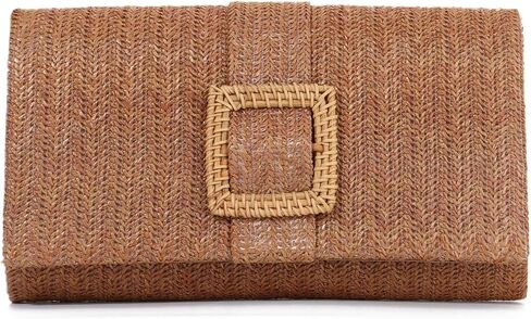 Straw Clutch Purse for Women Rattan Summer Evening Handbag Woven Beach Envelope Purse Raffia Handbag in Saudi Arabia