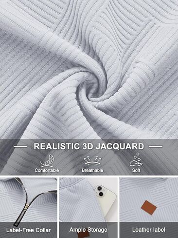Ryehack Men's 2 Piece Sweatsuits Outfits Jacquard Zip Polo Shirt Sweatshirt Joggers Sweatpants Tracksuit Set in Saudi Arabia