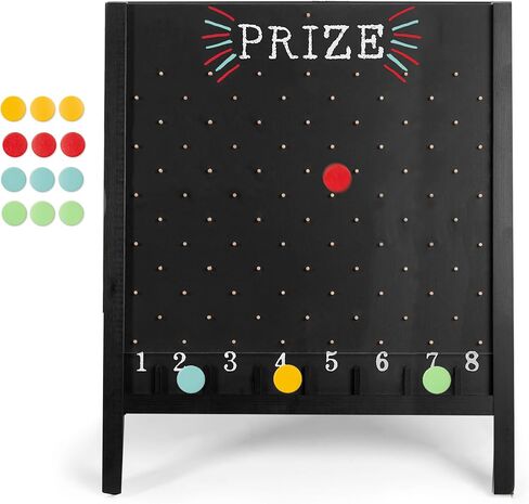 Ilyapa Extra Large Prize Drop Board Game - 28x57 Inch Portable Penny Drop Game for Events, Trade Show & Carnival - Includes 20 Coin Discs, Double Sided Wooden A-Frame Chalkboard Sign, Eraser in Saudi Arabia