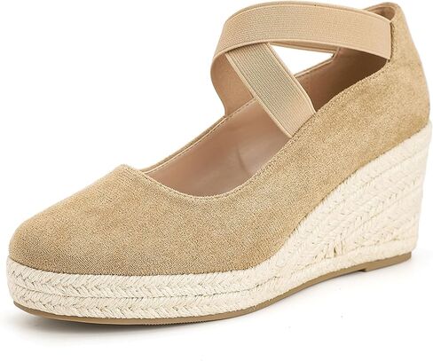 Womens Espadrilles Sandals, Closed Toe Platform for Women Ankle Strap Casual Comfortable Wedge Sandals in Saudi Arabia