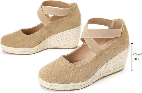 Womens Espadrilles Sandals, Closed Toe Platform for Women Ankle Strap Casual Comfortable Wedge Sandals in Saudi Arabia