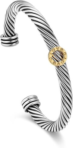 Gold and Silver Cuff Bracelets for Women Two Tone Cable Heart & Letter Designer Dupes Bracelet Mixed Metal Jewelry for Her in Saudi Arabia
