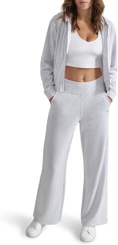 DKNY womens Studded Logo Full Zip Cropped Fleece Hoodi in Kuwait