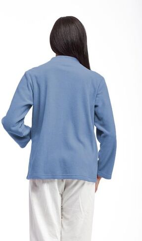 LA CERA Women's Plus Size Embroidered Snap Front Fleece Bed Jacket in Saudi Arabia