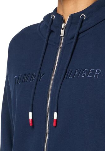 Tommy Hilfiger Women's Embroidered Logo Drop Shoulder Fit Zip Front Fleece Jacket with Hood in Saudi Arabia
