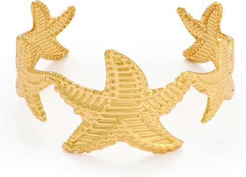 Wide Gold Cuff Bracelets for Women Boho Vintage Statement Starfish Open Bangle Bracelet Irregular Summer Beach Shell Sea Coral Bracelets in Kuwait