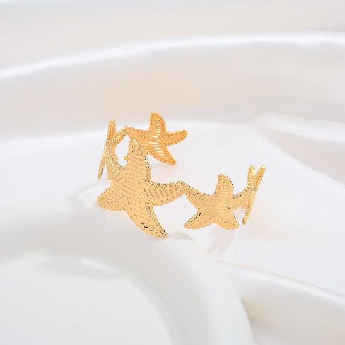 Wide Gold Cuff Bracelets for Women Boho Vintage Statement Starfish Open Bangle Bracelet Irregular Summer Beach Shell Sea Coral Bracelets in Kuwait