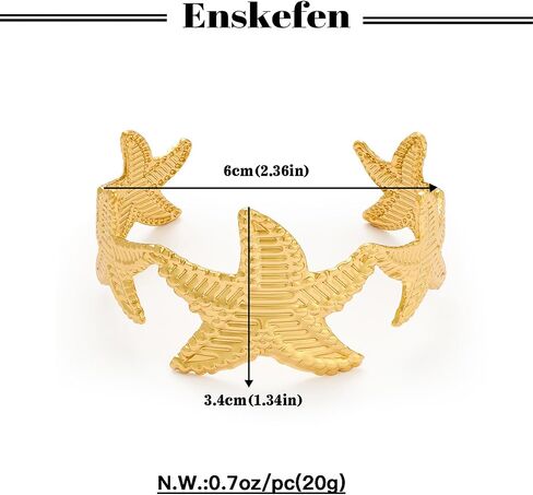 Wide Gold Cuff Bracelets for Women Boho Vintage Statement Starfish Open Bangle Bracelet Irregular Summer Beach Shell Sea Coral Bracelets in Kuwait