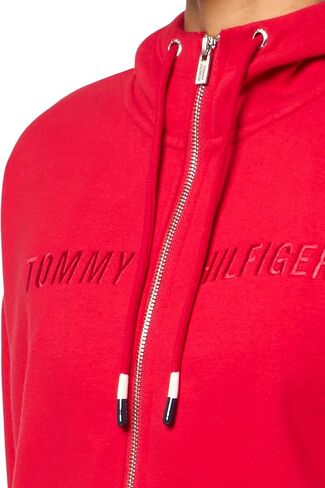 Tommy Hilfiger Women's Embroidered Logo Drop Shoulder Fit Zip Front Fleece Jacket with Hood in Saudi Arabia