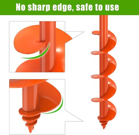 Threaded Auger Drill Bit for Post Hole Digger 4x12'', 3mm Thick Spiral Garden Earth Auger Bulb Drill Bit for Planting, Hole Digger for Fence Posts, Fits 3/8" Hex Drive Drill in Kuwait