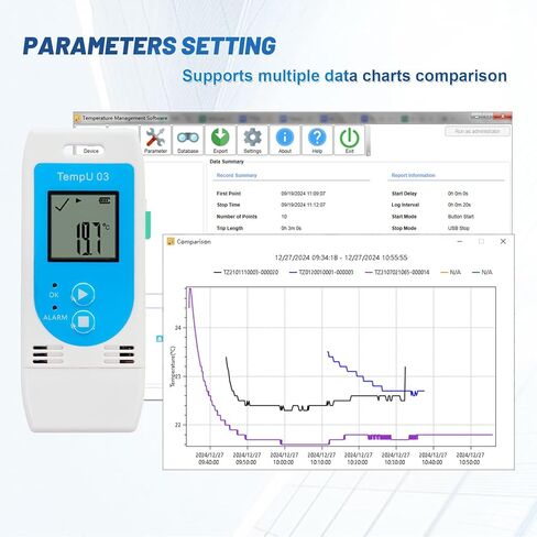 Tzone USB Temperature Data Logger Digital Temp Recorder Reusable,Industrial Thermometer Logger 32000 Points with Auto PDF/CSV Reports No Software Required,for Refrigerator Food Storage Lab Freezer in Kuwait