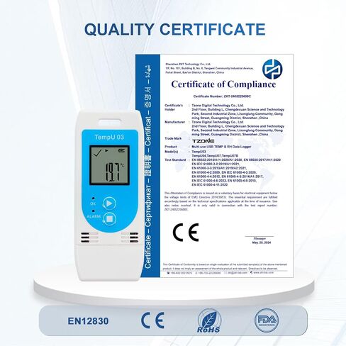 Tzone USB Temperature Data Logger Digital Temp Recorder Reusable,Industrial Thermometer Logger 32000 Points with Auto PDF/CSV Reports No Software Required,for Refrigerator Food Storage Lab Freezer in Kuwait