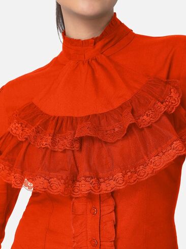 ThePirateDressing Women's Renaissance Medieval Victorian Gothic Pirate Shirt Blouse with Removable Tie in Saudi Arabia