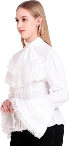 ThePirateDressing Women's Renaissance Medieval Victorian Gothic Pirate Shirt Blouse with Removable Tie in Saudi Arabia