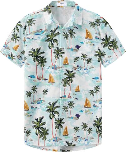 KYKU Hawaiian Shirt for Men: Beach Vacation Summer Short Sleeve Button Down Mens Shirts Casual Stylish in Saudi Arabia