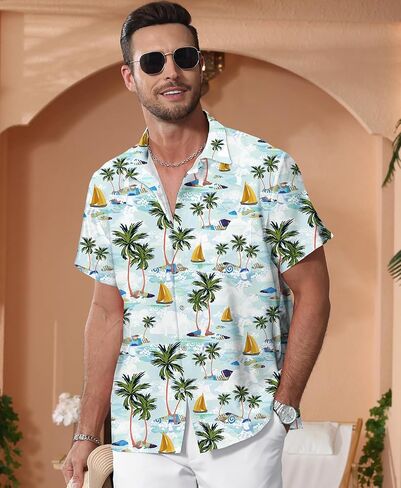 KYKU Hawaiian Shirt for Men: Beach Vacation Summer Short Sleeve Button Down Mens Shirts Casual Stylish in Saudi Arabia
