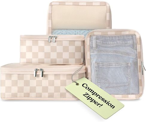 Vandel Space-Saving Compression Packing Cubes for Women, Men, Compressible Carry On Suit Case Organizer Luggage Packing Cubes for Travel Organizer Bags for Luggage and Backpacks, Suitcase Cube in Kuwait