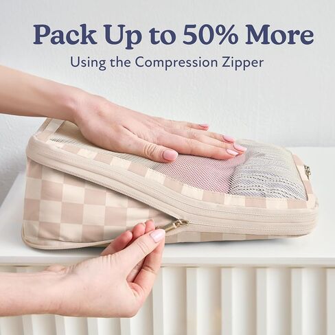 Vandel Space-Saving Compression Packing Cubes for Women, Men, Compressible Carry On Suit Case Organizer Luggage Packing Cubes for Travel Organizer Bags for Luggage and Backpacks, Suitcase Cube in Kuwait