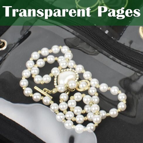 Travel Jewelry Organizer Case,Jewelry Bags for Traveling, Jewelry Binder with 24 Pcs Clear Zipper Velvet Pouches for Storing Earrings, Rings, Necklace, Bracelet, Watch (Black) in Kuwait