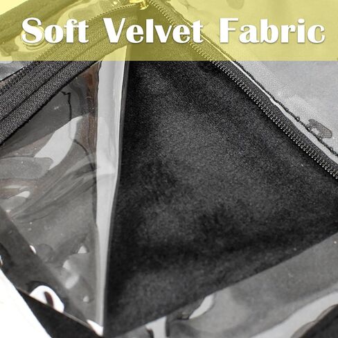 Travel Jewelry Organizer Case,Jewelry Bags for Traveling, Jewelry Binder with 24 Pcs Clear Zipper Velvet Pouches for Storing Earrings, Rings, Necklace, Bracelet, Watch (Black) in Kuwait