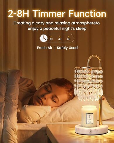 Candle Warmer Lamp with Timer Dimmer and 3 Bulbs, Candle Lamp Warmer with Marble Base for Adjustable Height, Crystal Candle Lamp for Jar Candles, House Warming Gifts Home Room Decor, Silver in Saudi Arabia