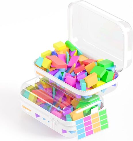 2Pcs Clear Hard Shell Zipper Case, BIiss Plastic Bins for Organizing, Clear Zipper Pouches Makeup Case & Lidded Storage Bins Organizer for Storage Cosmetics, Puzzles, 8.7 x 6.3 x 2.4 Inch in Saudi Arabia