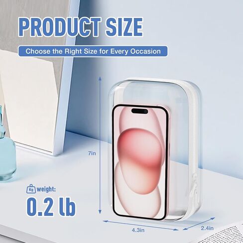 2Pcs Clear Hard Shell Zipper Case, BIiss Plastic Bins for Organizing, Clear Zipper Pouches Makeup Case & Lidded Storage Bins Organizer for Storage Cosmetics, Puzzles, 8.7 x 6.3 x 2.4 Inch in Saudi Arabia
