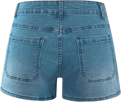 Women's Summer Mid Waisted Casual Jean Shorts Trendy Flat Pockets Cutoff Stretchy Denim Shorts in Kuwait