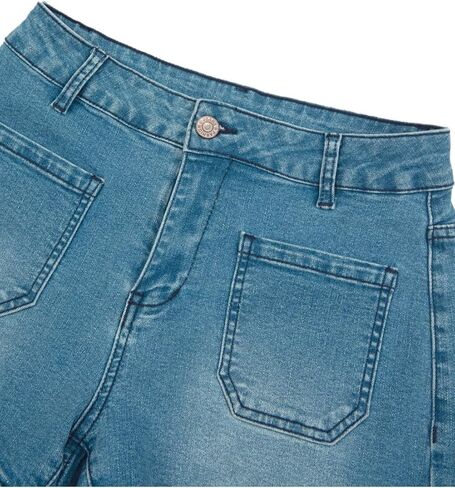 Women's Summer Mid Waisted Casual Jean Shorts Trendy Flat Pockets Cutoff Stretchy Denim Shorts in Kuwait