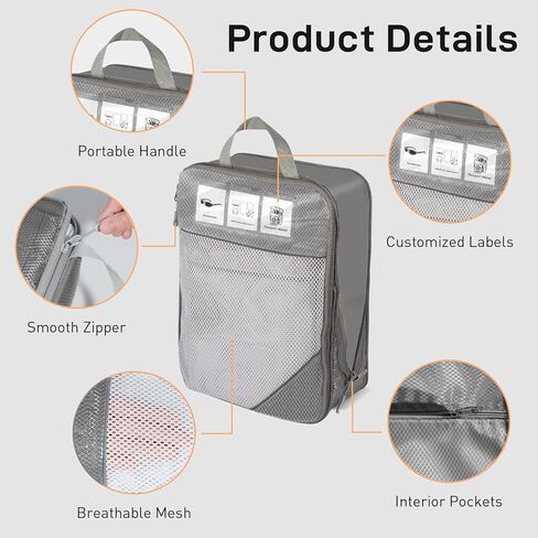 Compression Packing Cubes for Travel 6 Set Expandable Packing Organizers Durable Luggage Bags Organizers for Suitcases Travel Accessories (Beige) in Saudi Arabia