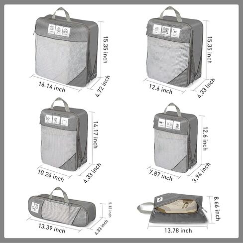 Compression Packing Cubes for Travel 6 Set Expandable Packing Organizers Durable Luggage Bags Organizers for Suitcases Travel Accessories (Beige) in Saudi Arabia