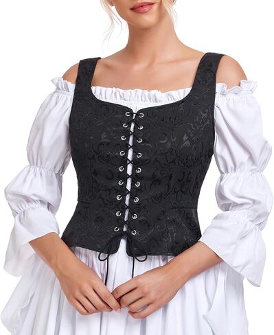 زياندو رعايسة أزياء النساء القراصنة في العصور الوسطى فايكنغ كورسيتس أعلى زي الأزياء steampunk القوطية أعلى الخزان in Kuwait