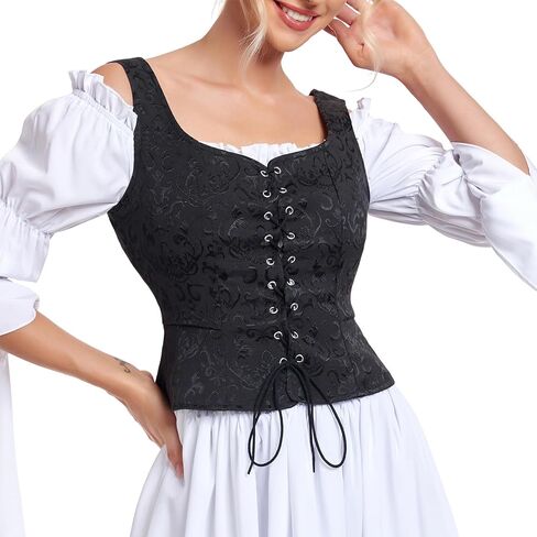 زياندو رعايسة أزياء النساء القراصنة في العصور الوسطى فايكنغ كورسيتس أعلى زي الأزياء steampunk القوطية أعلى الخزان in Kuwait